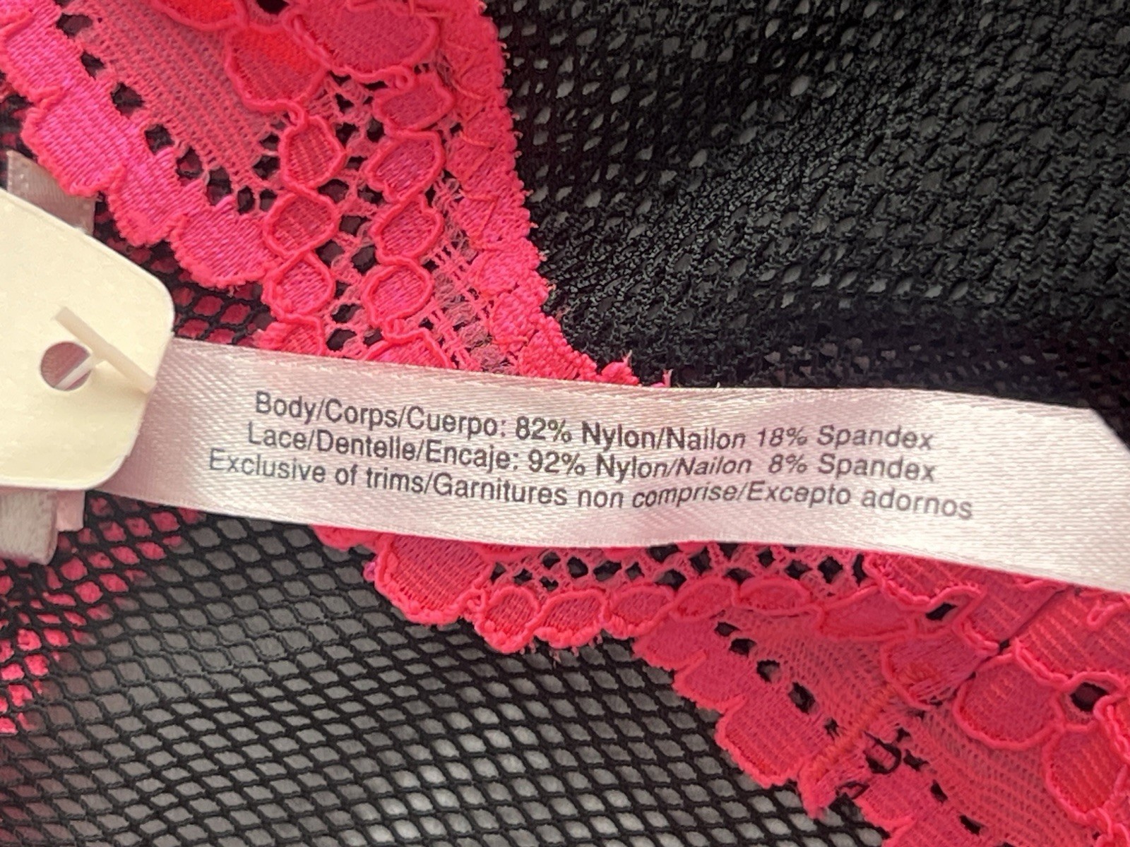 Victoria’s Secret Sexy Little Things Rare Black Mesh Cheeky Panty Hot Pink Lace