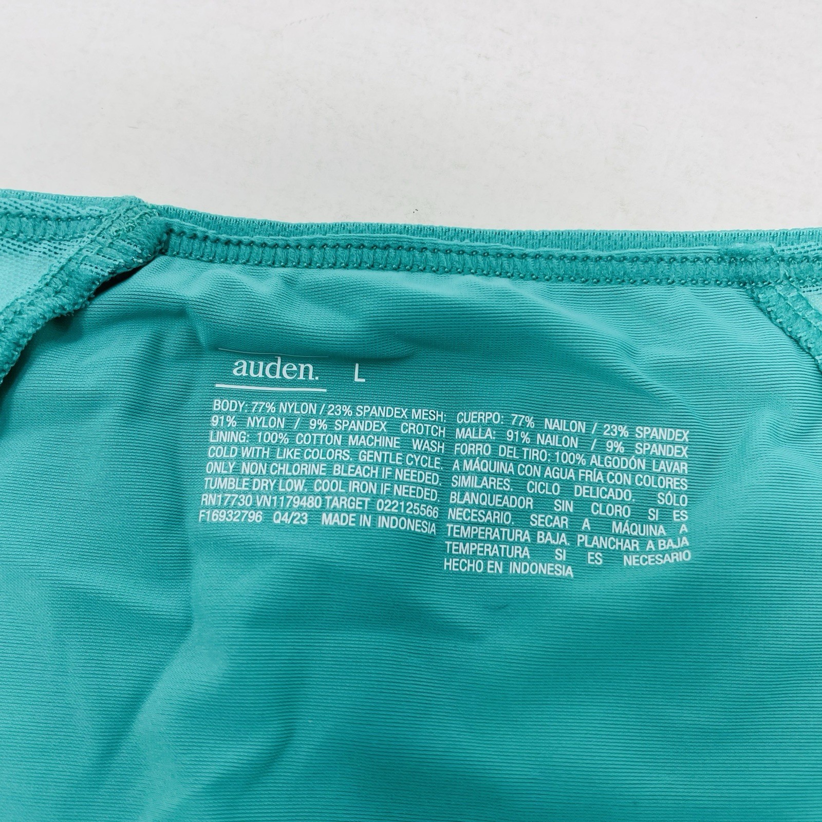 Auden Womens Large 12/14 Invisible Edge Bikini Underwear with Mesh in Green 1233