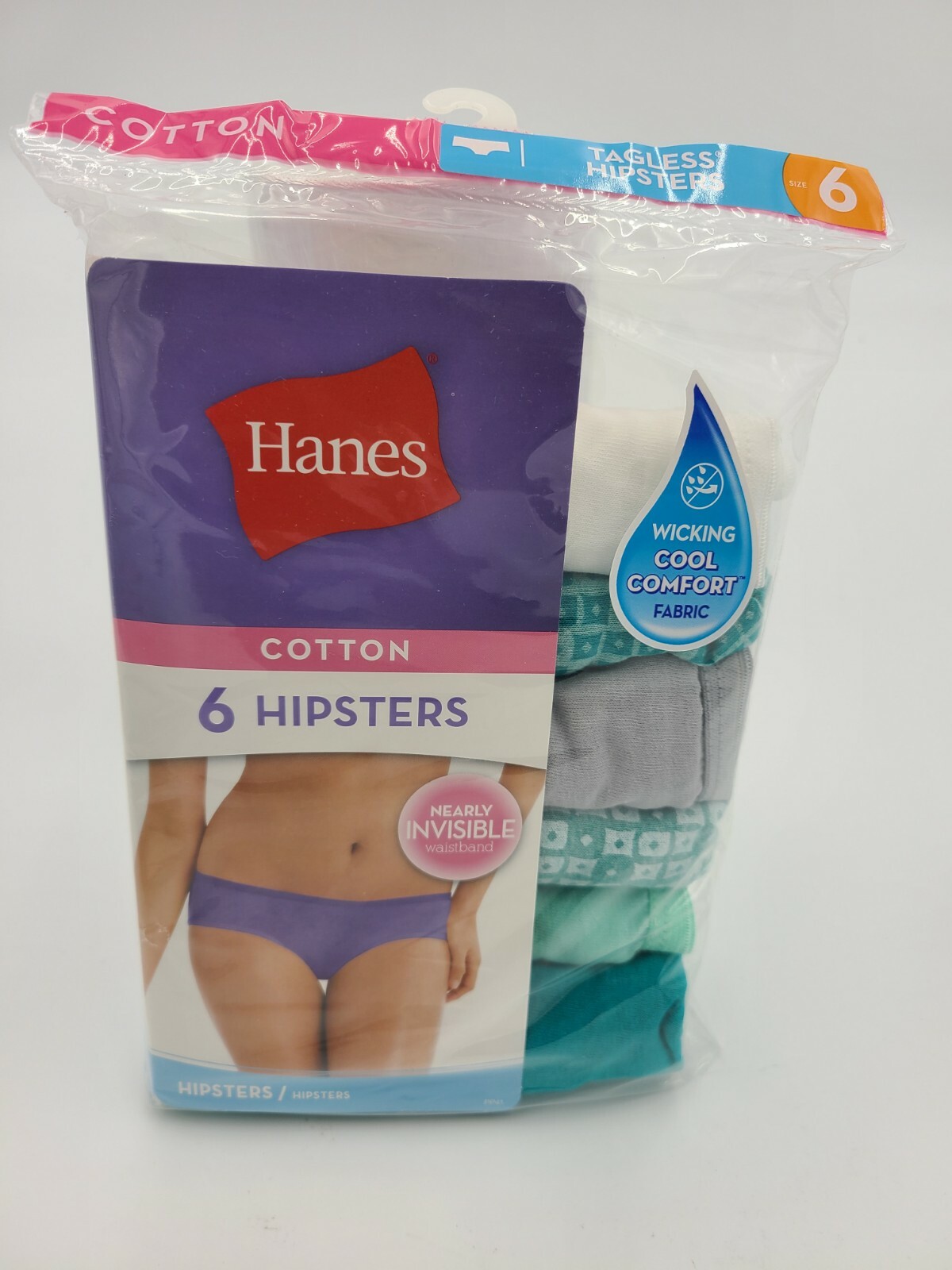 Hanes Women’s Hipster Panties Underwear 6-Pk Size 6 Cotton Assorted Colors