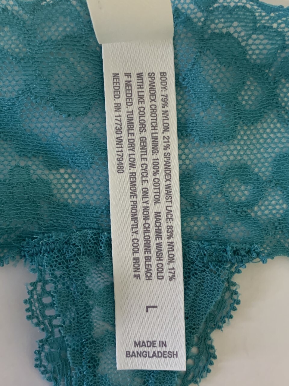 Auden Women’s All Over Lace Thong Turquoise (L 12-14)