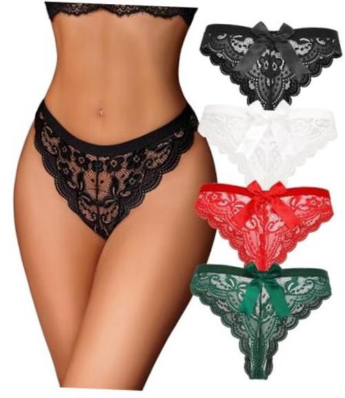 Lace Panties for Women Sexy Lace Floral X-Large Black+white+red+dark Green