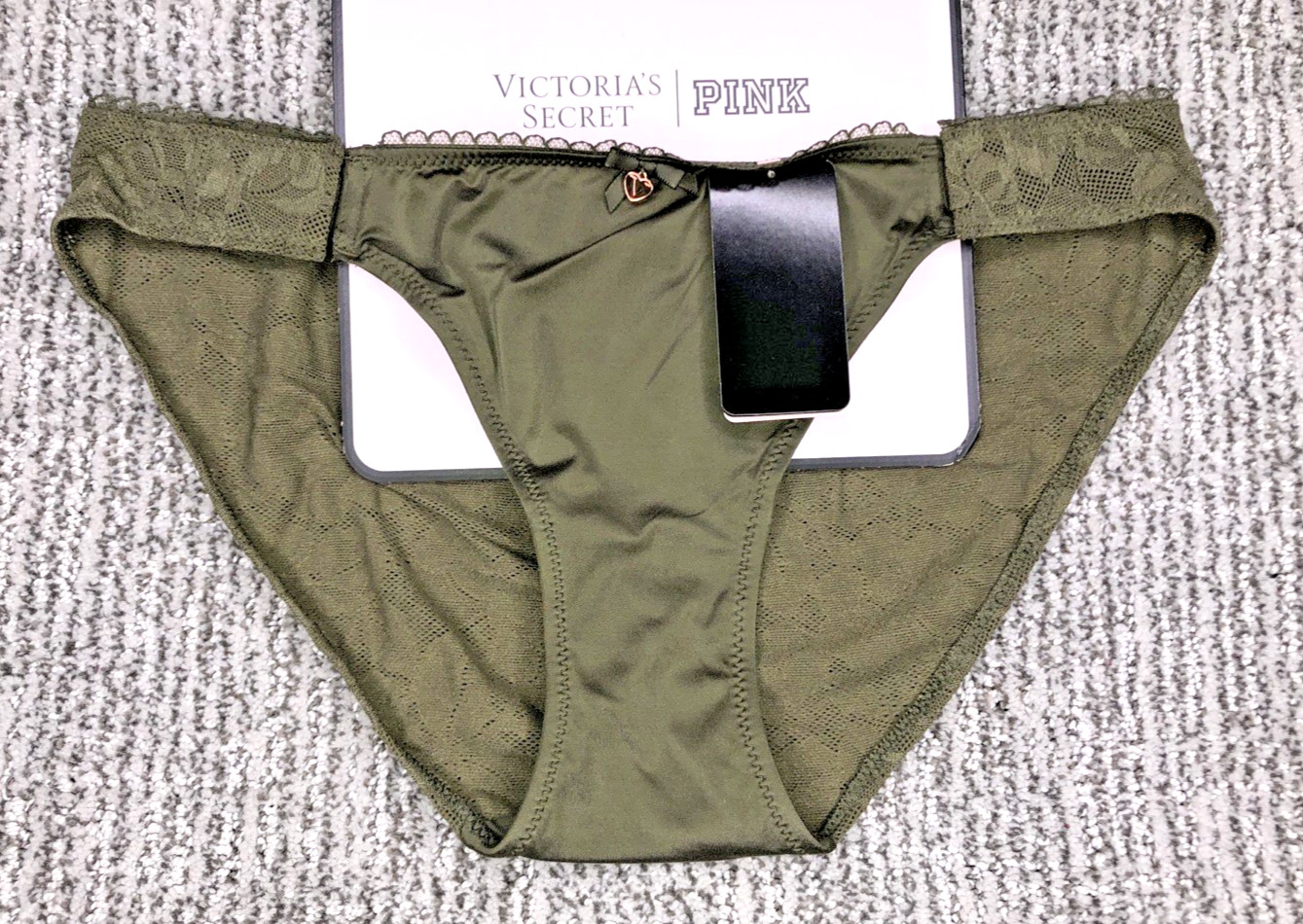 Victoria’s Secret NWT Adaptive XS Green Bikini Panty Lace Bow Logo GAMUT BBV