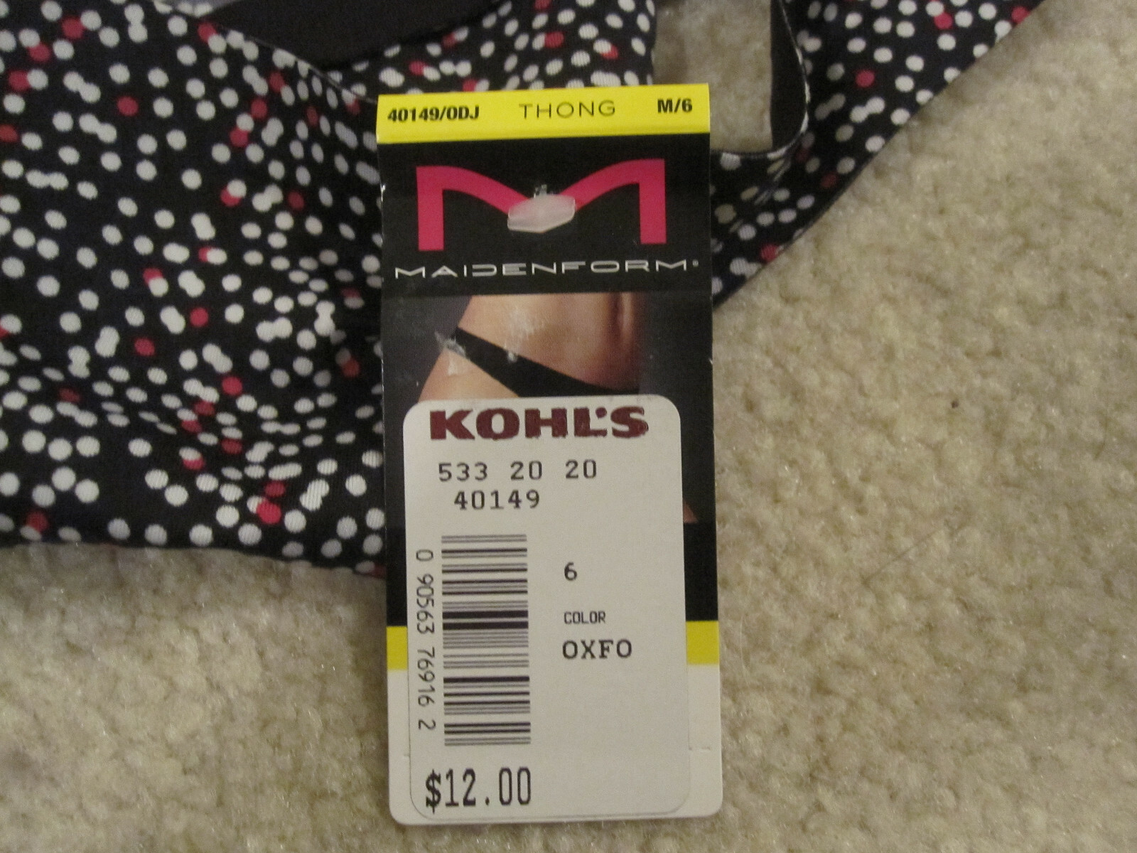 Maidenform ladies panties comfort devotion thong size 6 M style#40149