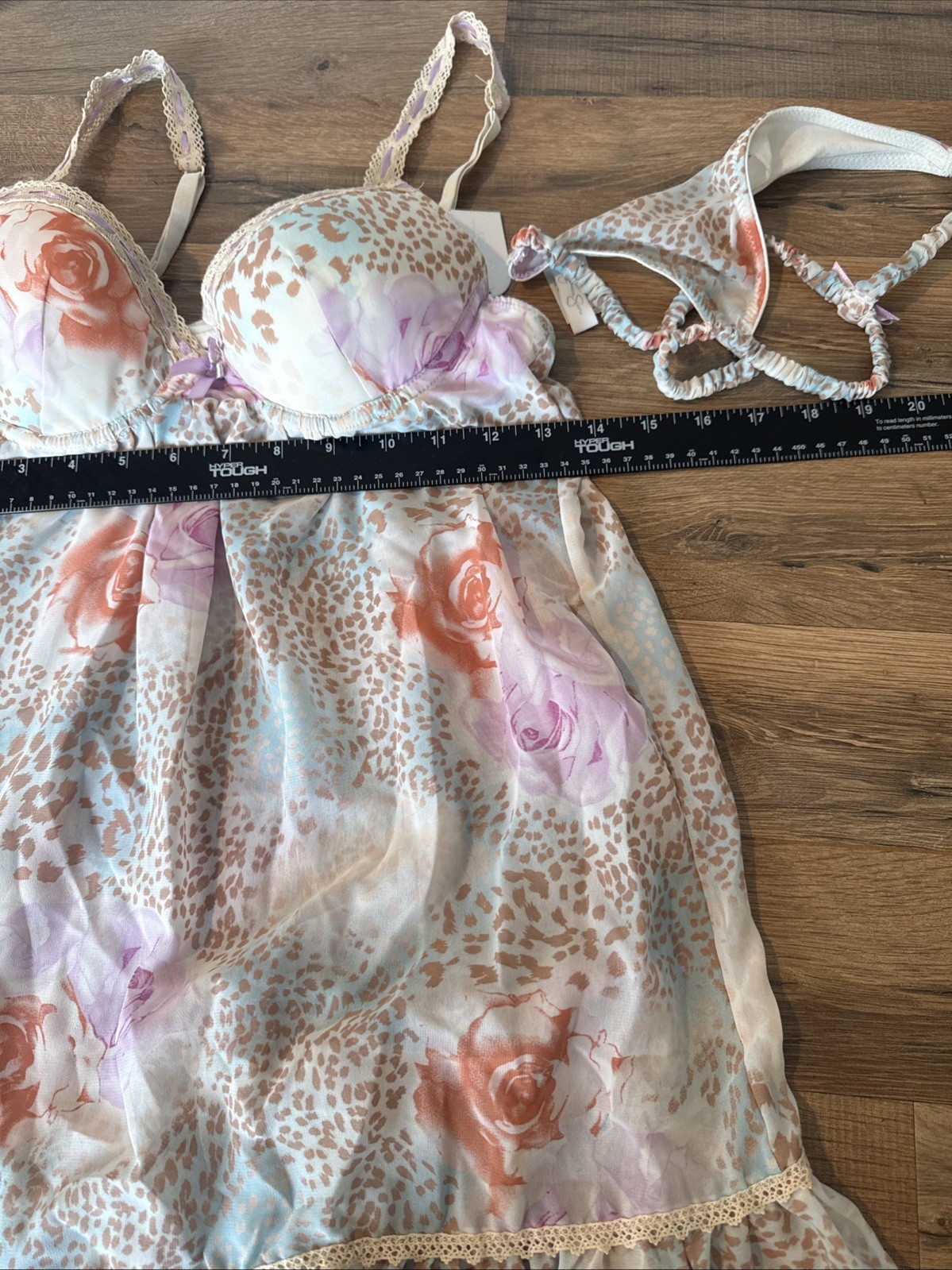 Jessica Simpson Roses Nightie & Thong 34B S NWT Sexy Cottage Core Underwire