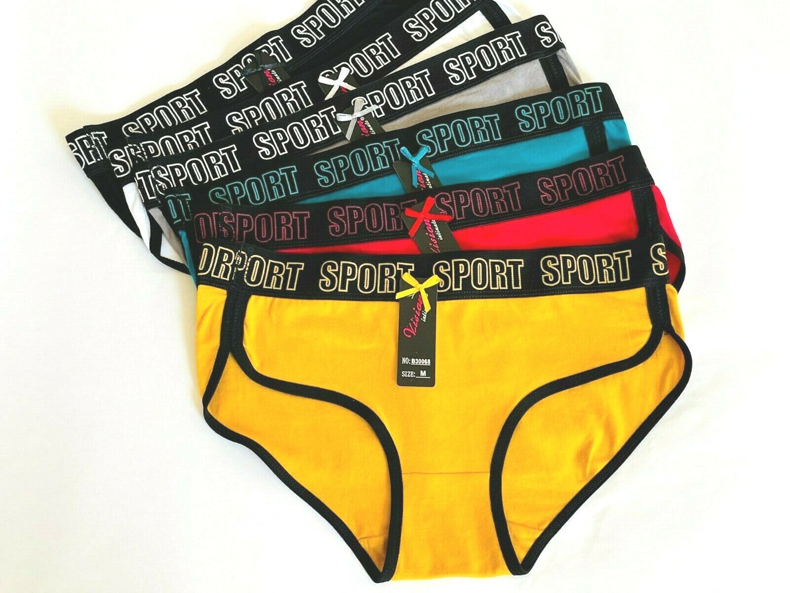 6- 12 Women’s BIKINI Sports LOVE Panties Undies 95% COTTON ACTIVE WEAR 3953 S-XL