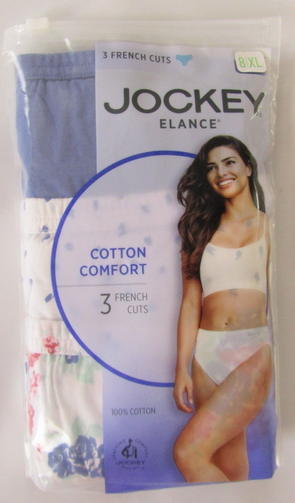 Jockey Elance French Cut 100% Cotton Underwear – Women’s Size 8 – 3 Pack – New