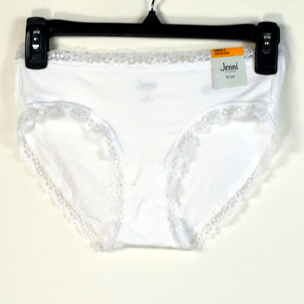 Jenni Womens Cotton Blend Lace Trim Hipster Solid Choose Size & Color New Panty