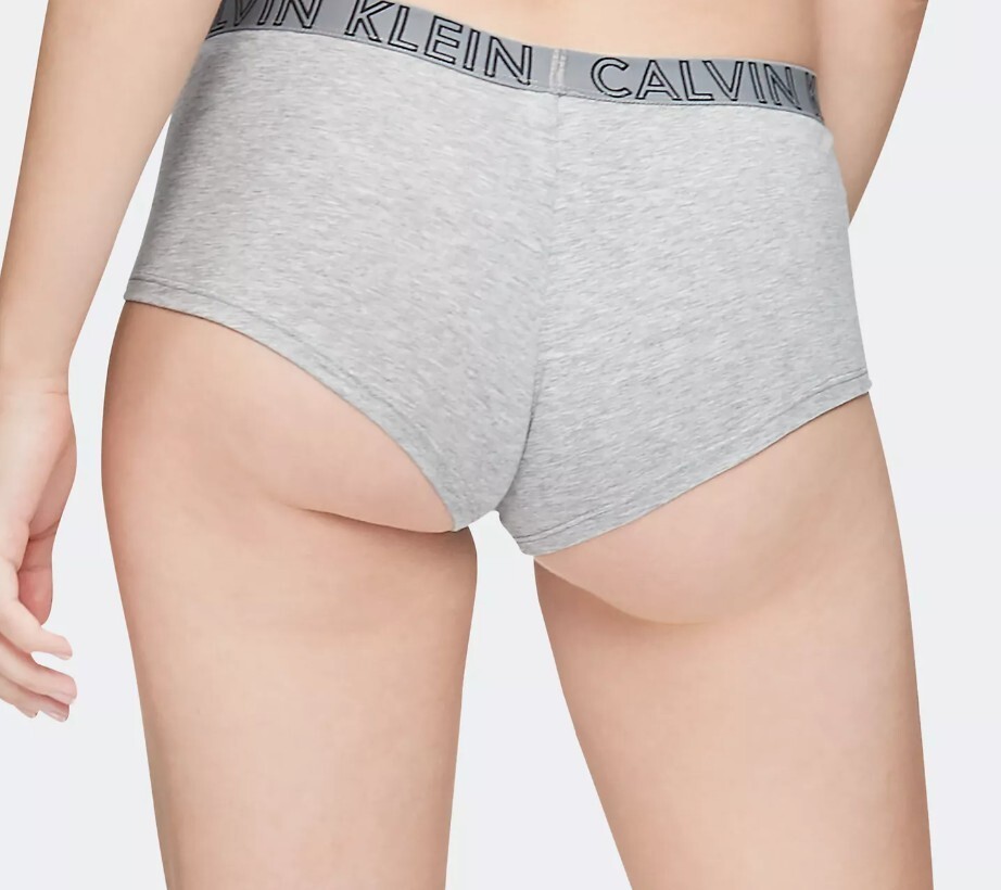 NWT Calvin Klein QD3639 “Ultimate” Cotton Logo Boyshorts, Grey Melange (020)