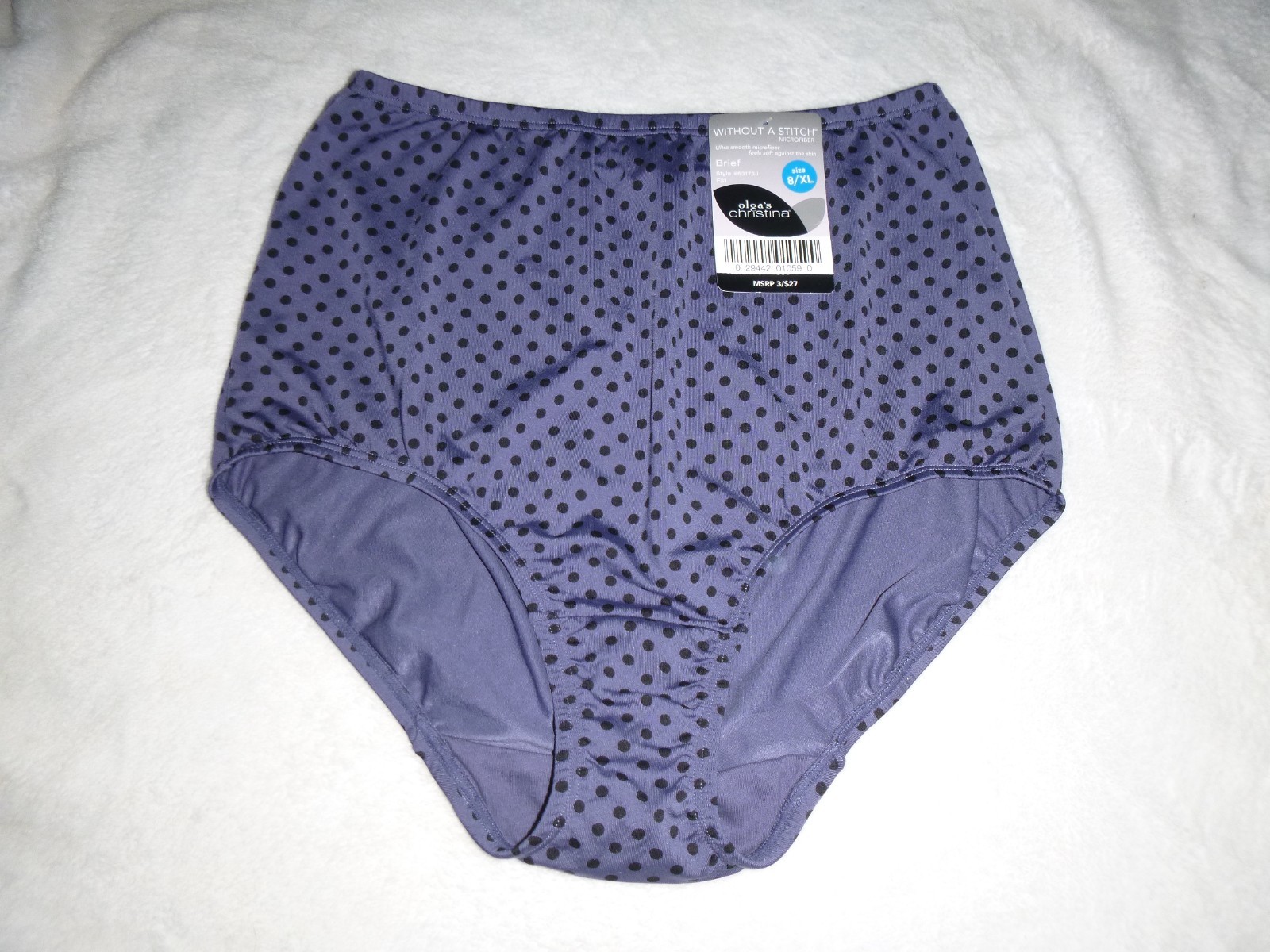 NWT Olga Christina Without A Stitch Brief #63173J Polka Dots Sz 8 / XL