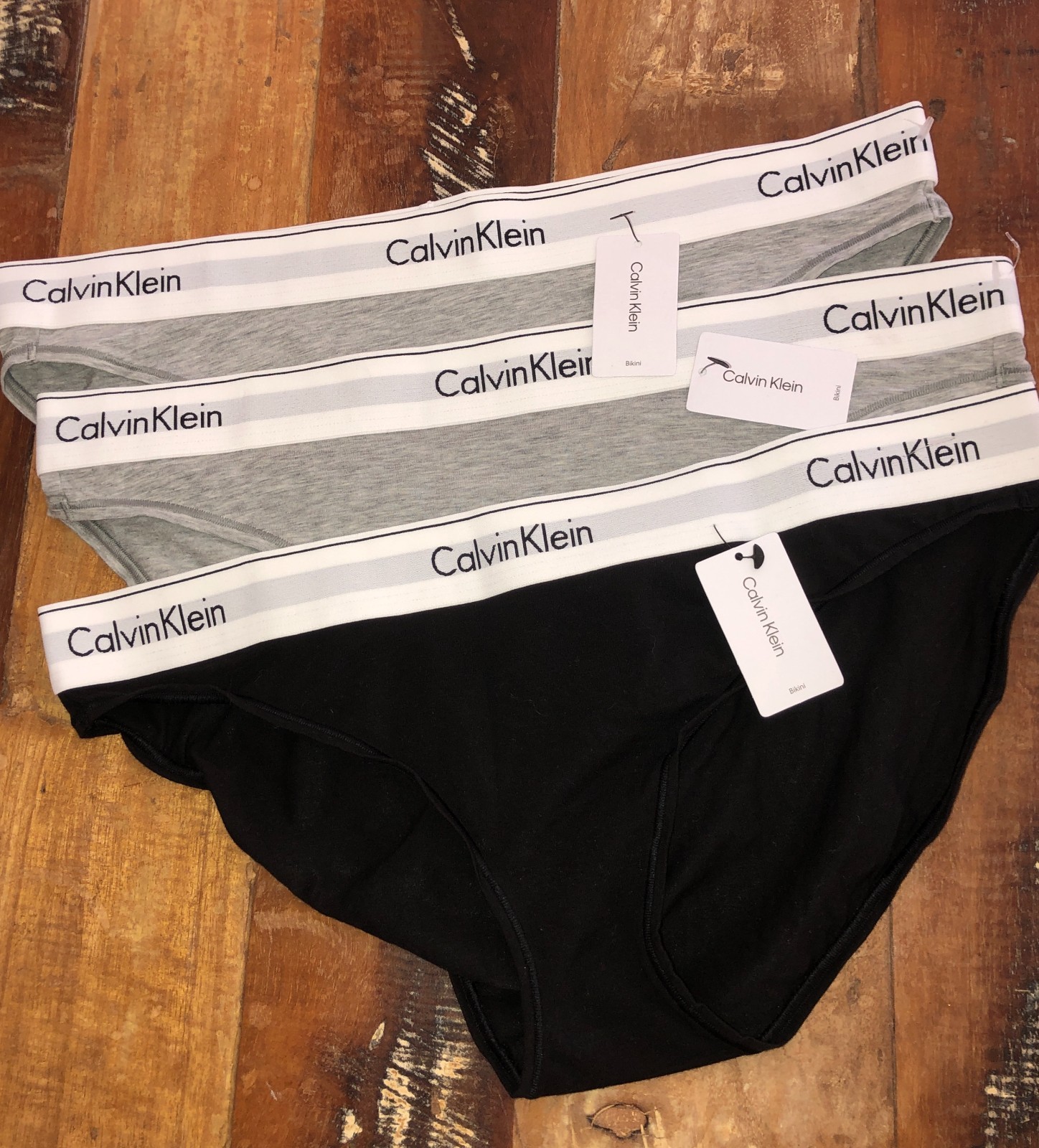 Calvin Klein Underwear XL Black and Gray Bikini Cotton Modal Blend x3 New