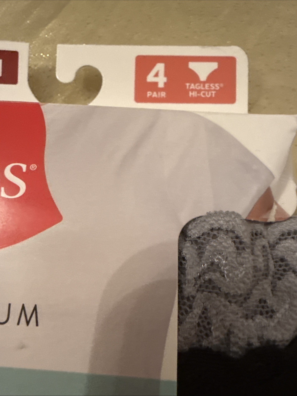 NWT Hanes Premium 4 Pair Cotton Stretch No Pinch No Dig Lacy Hi-Cuts Size 6/M