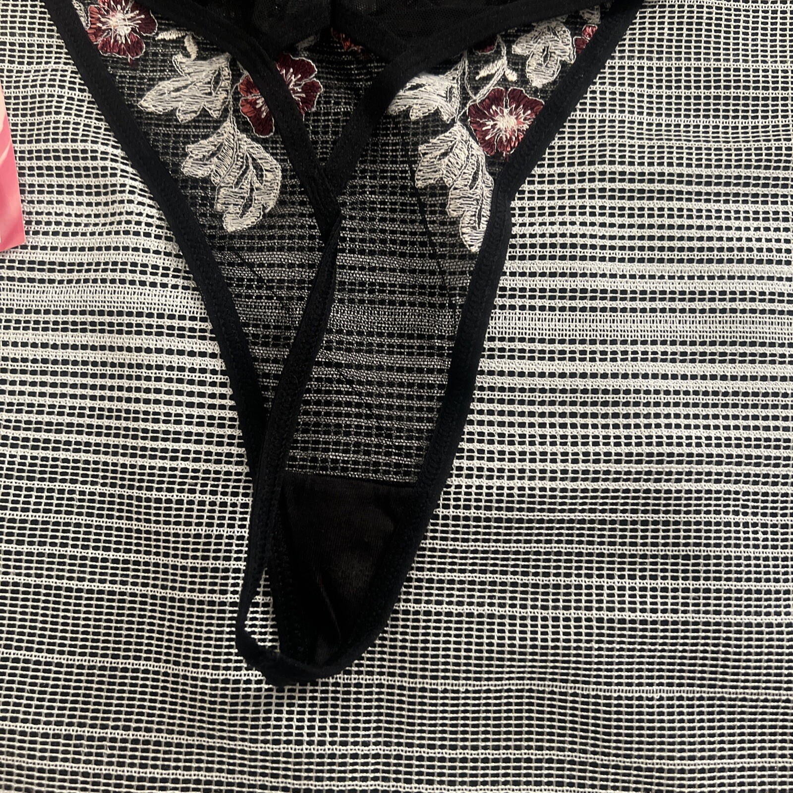 VINTAGE WOMEN’S  SEXY LINGERIE THONG PANTIES TRANSPARENT SIZE L 100% POLYESTER