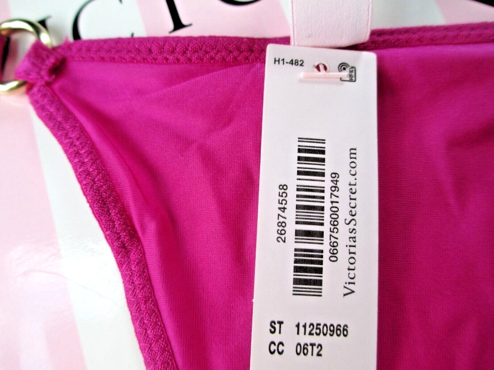 VICTORIA’S SECRET VERY SEXY V-String Thong Panty M Pink NWT Hardware VS Ring