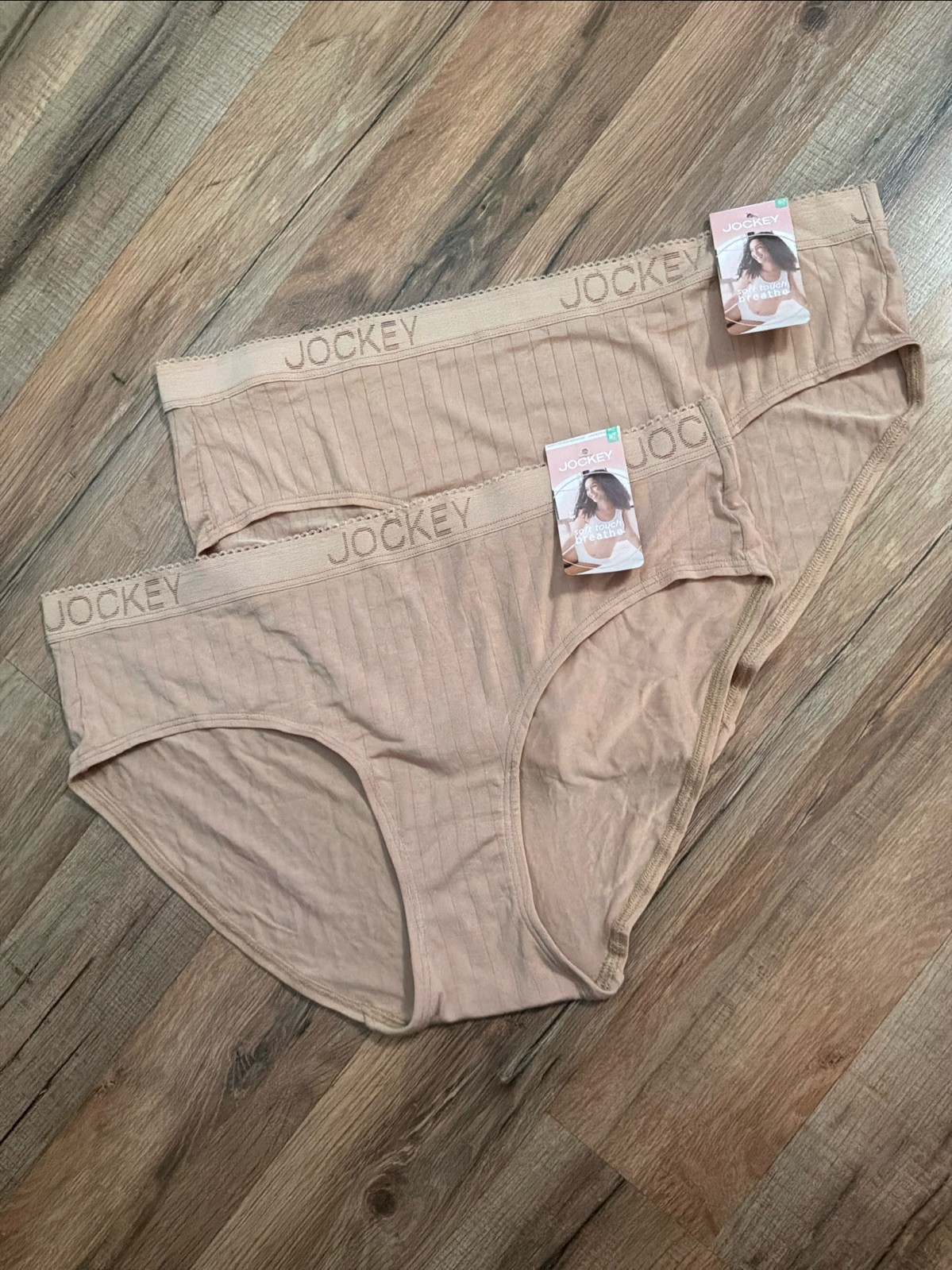 NWT Jockey 2 Pair Women’s Soft Touch Breathe Hipsters 8/XL Beige MODAL SPANDEX