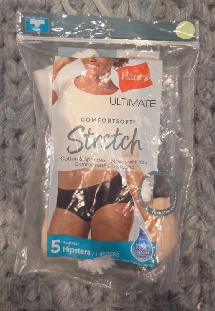 Hanes Ultimate Women’s Comfortsoft stretch hipster sz xs 4 new nip 2 pair