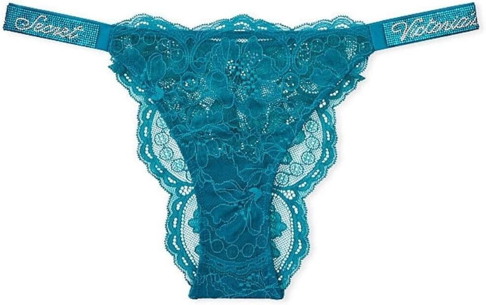 Victoria’s Secret Shine Strap Very Sexy Lace Brazilian Panty Evening Tide Blue