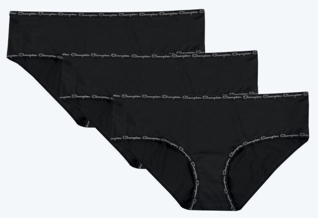 CHAMPION Microfiber 3 Pk Black Hipster Panty NIP Womens Sz M 6 L 7 XL 8 CH41M3
