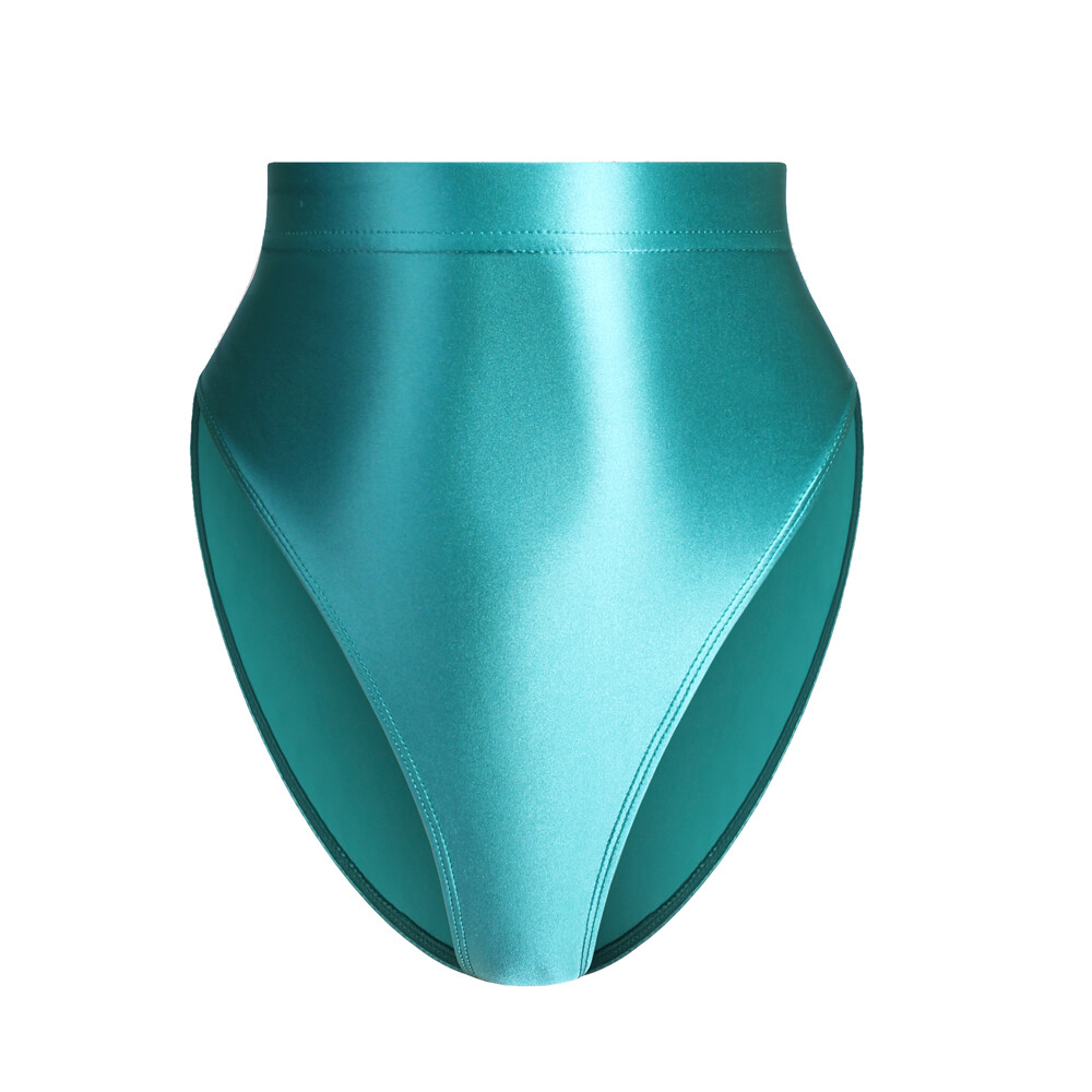 Women Sexy Shiny High-Waisted Panties Glossy Gymnastics Briefs Inner Outer Wear