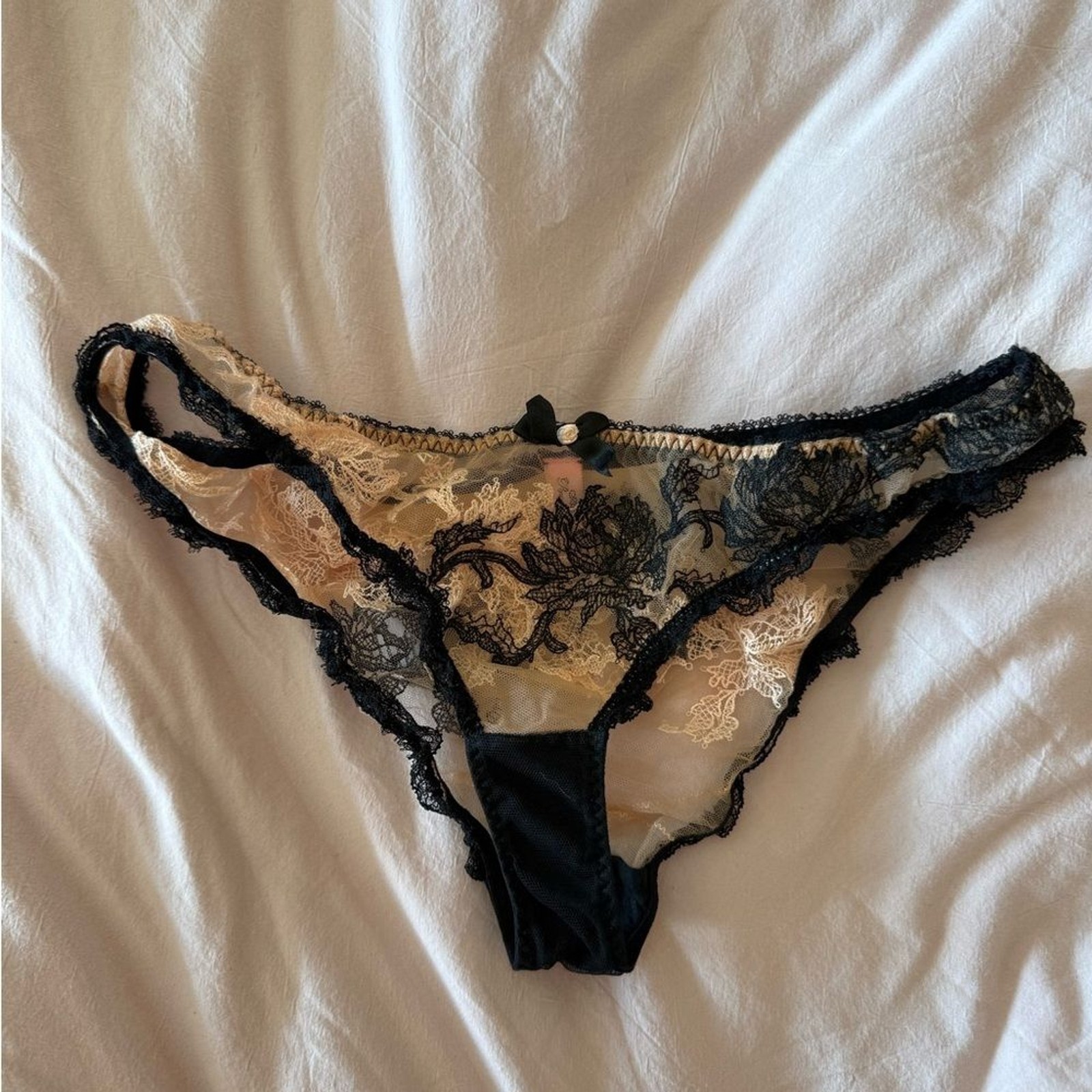 AGENT PROVOCATEUR LUCIELA Black and Nude Lace Brief 4/8-10 RARE🔥