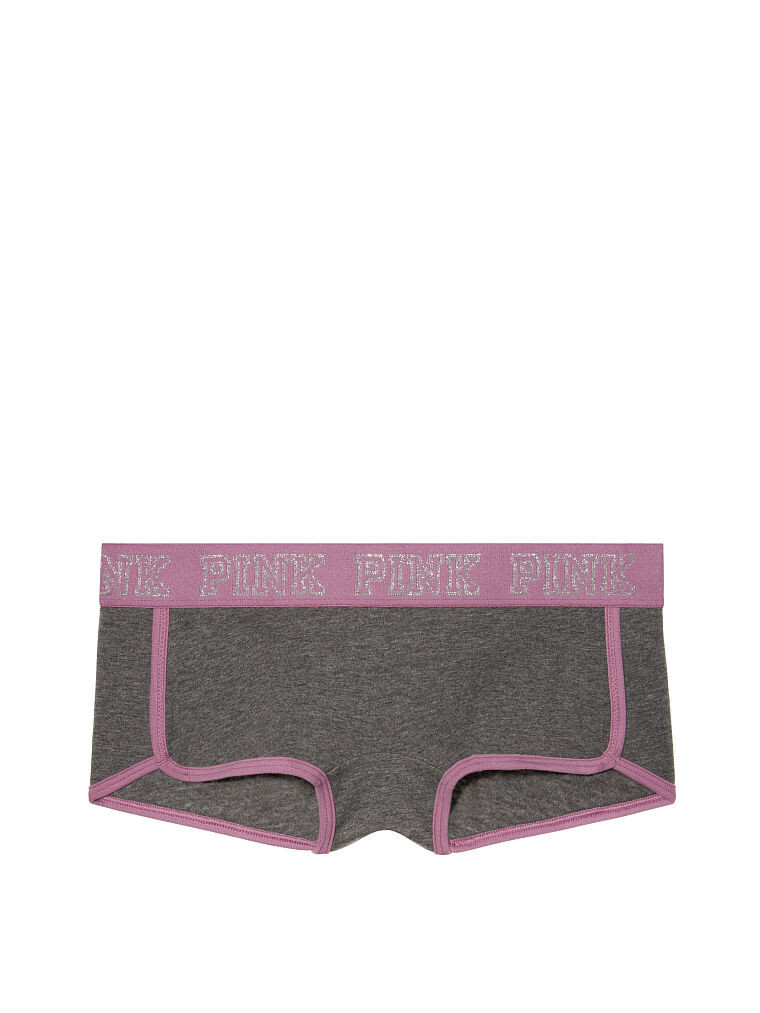 Victoria’s Secret PINK Logo Boyshort Panty Lurex Heather Grey