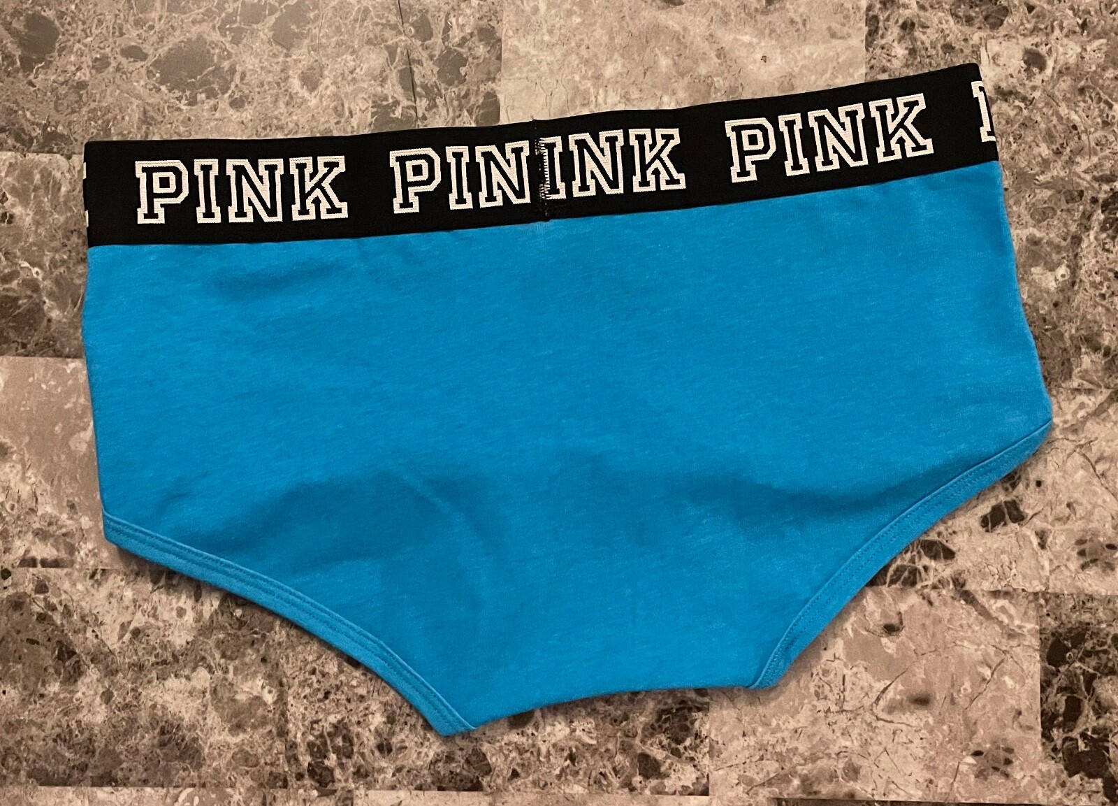 NWT VICTORIA’S SECRET PINK BLUE BLACK GRAY LOGO THICK WAISTBAND BOYSHORT PANTIES