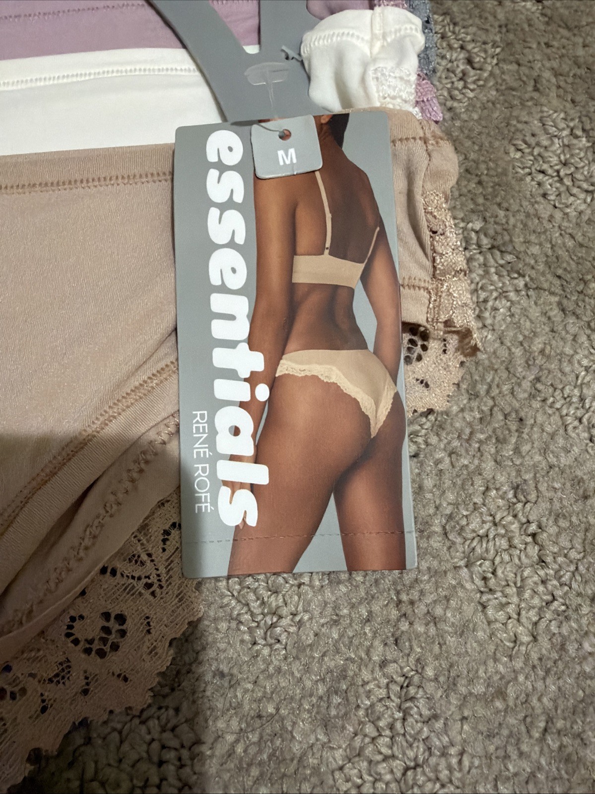 Essentials By Rene Rofe 5pk Flexible Fit Lace Tangas Panties. Sz M. NWT!