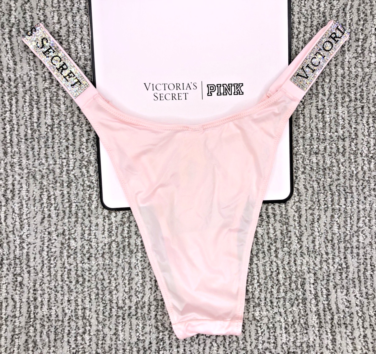 Victoria’s Secret Very Sexy NWT Medium Pink Spellout Shine Strap Brazilian Panty