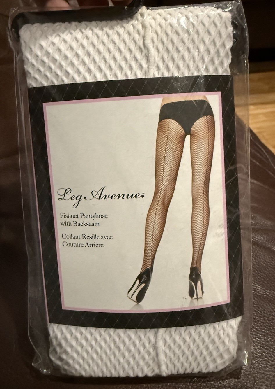 White Fishnet Backseam Pantyhose One Size White Party Halloween Leg avenue Nylon