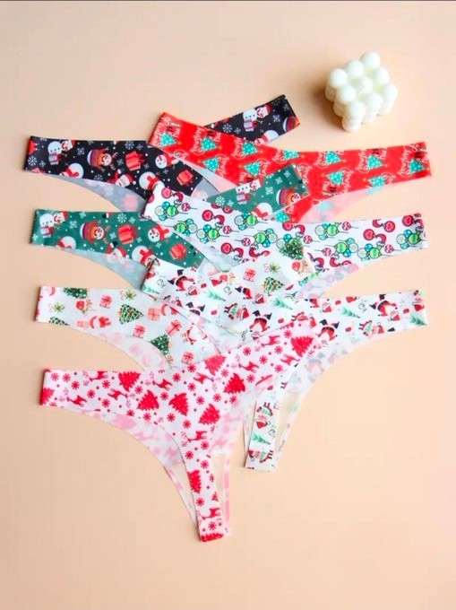 Women’s 1pc Christmas Polyester Thongs Underwear