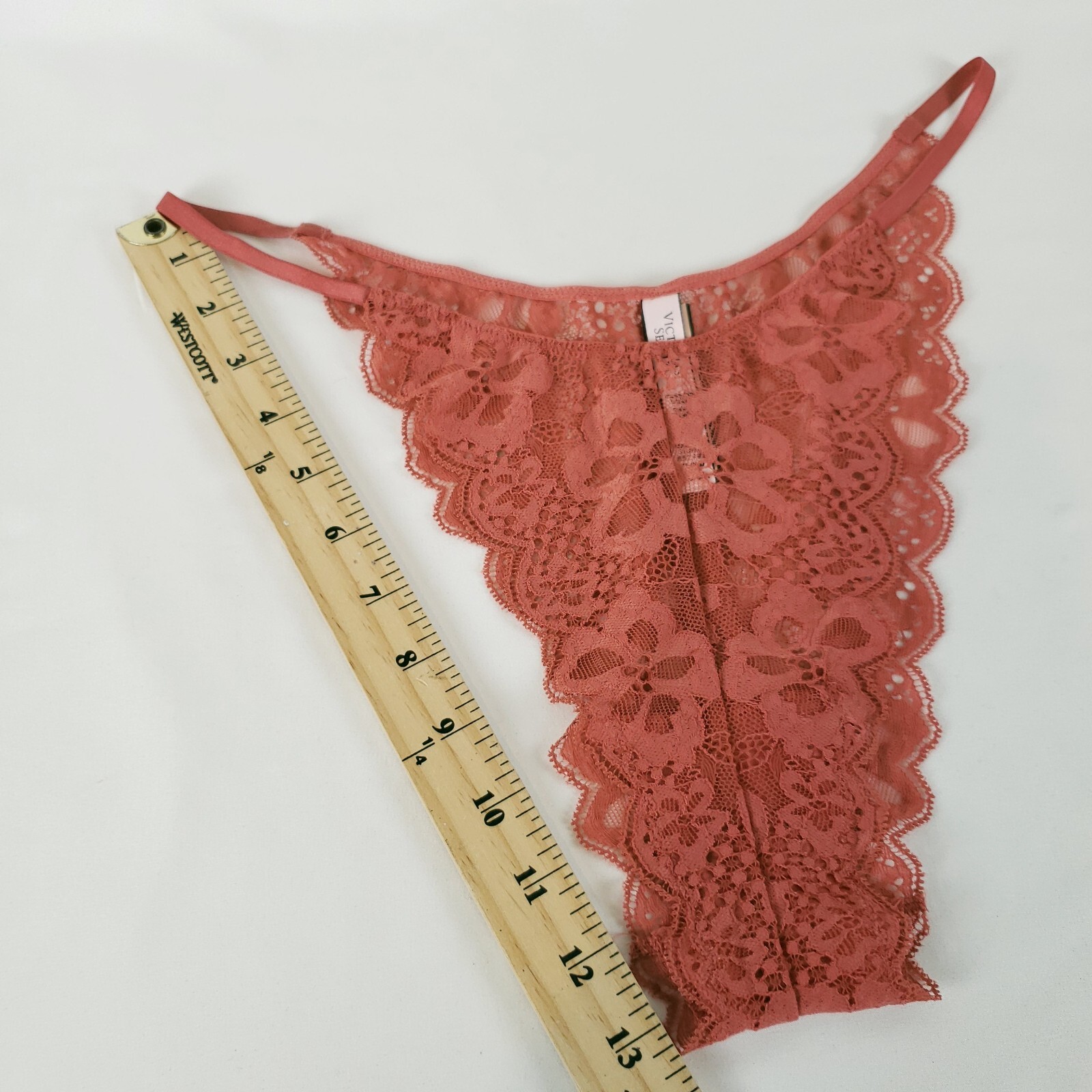 Victorias Secret Brazillian Panties X-Large All Lace String Hi Cut Copper NWT