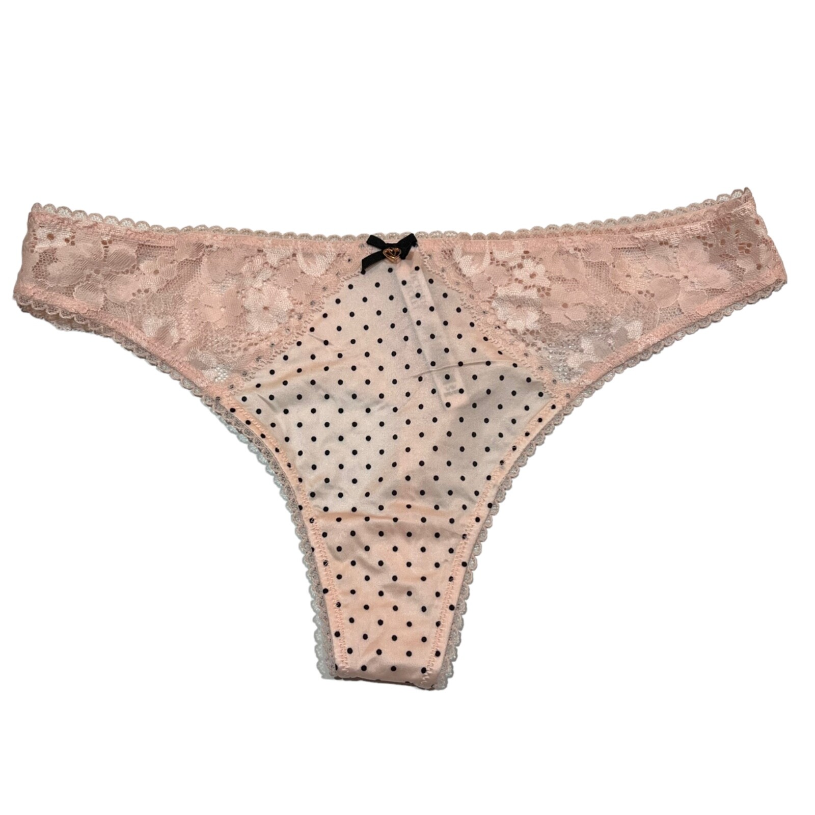NWT VICTORIA’S SECRET Body By Victoria Thong Sz S-M-L-XL Pink Black Satin Lace