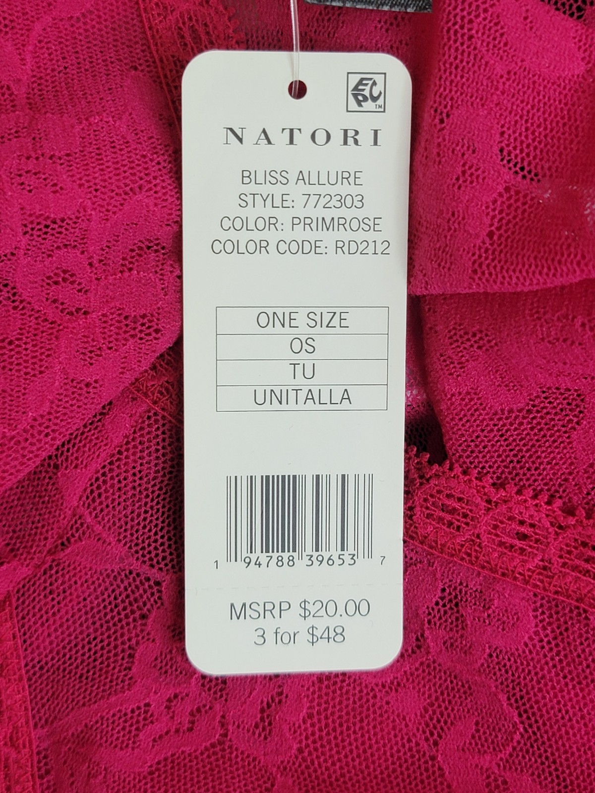 Natori Bliss Allure One Lace French Cut Panty Women’s One Size Primrose Pull On