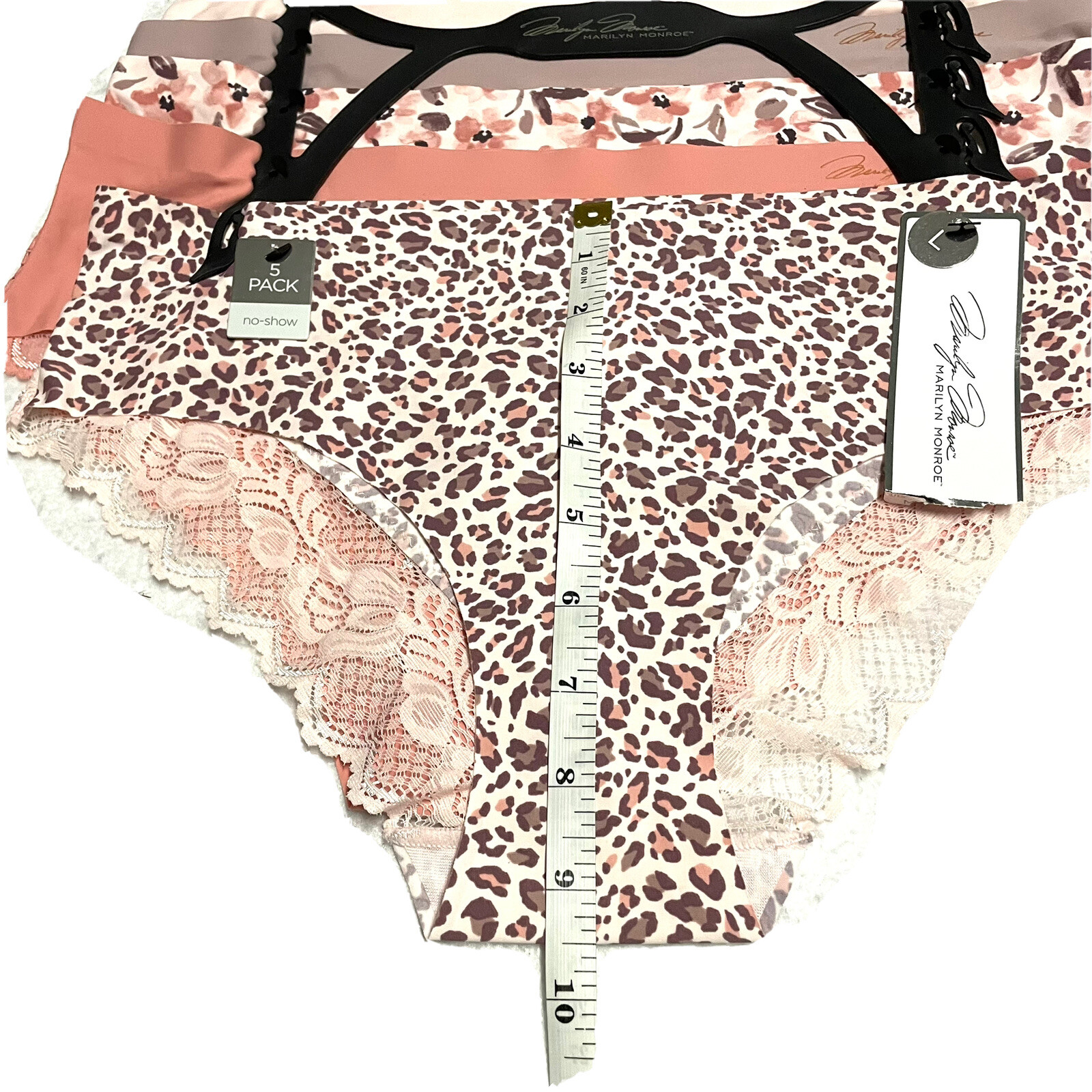 MARILYN MONROE Panties L 5-Pack Pink Tiger Sexy Thong Underwear Floral Seamless