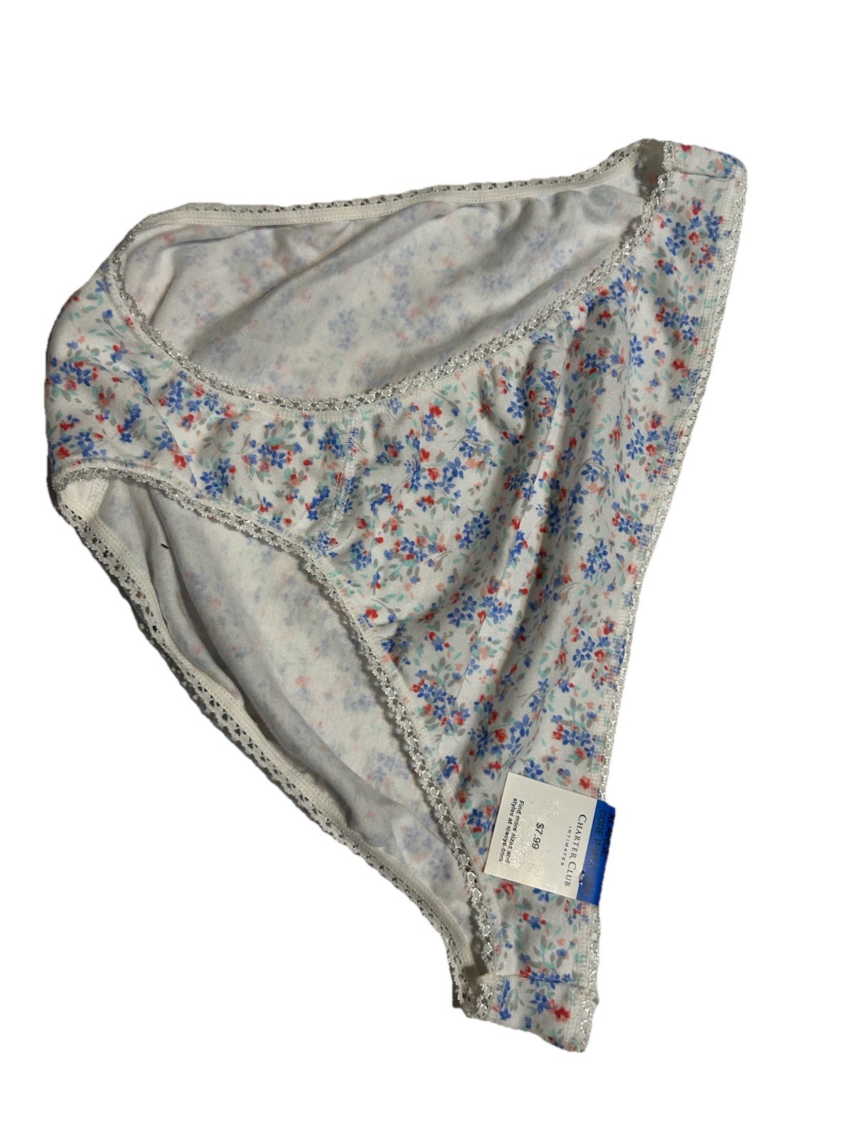Charter Club Women’s Hi-Cut Brief XL 100% Cotton Floral Print Soft Comfort