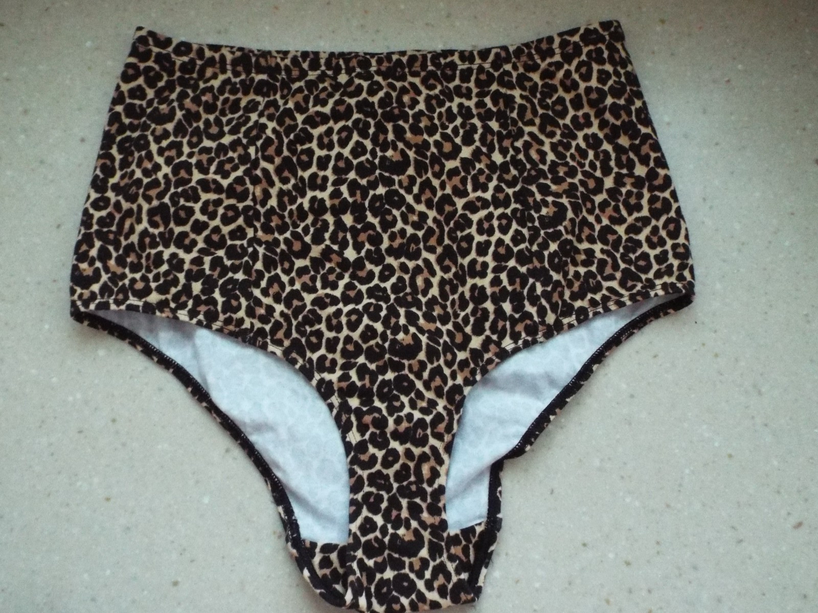 American Apparel Leopard Cotton Spandex Jersey High Waist Brief Sz Large