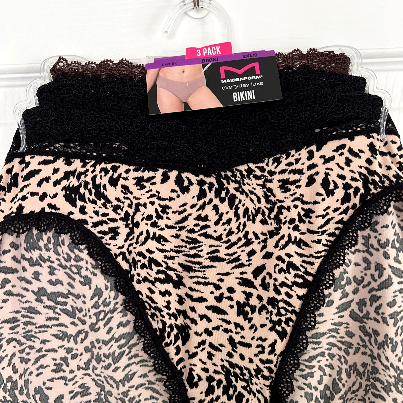 NEW 3 Pack Maidenform Everyday Luxe Bikini Panties 2XL/9 Multi-Color DM3TBK