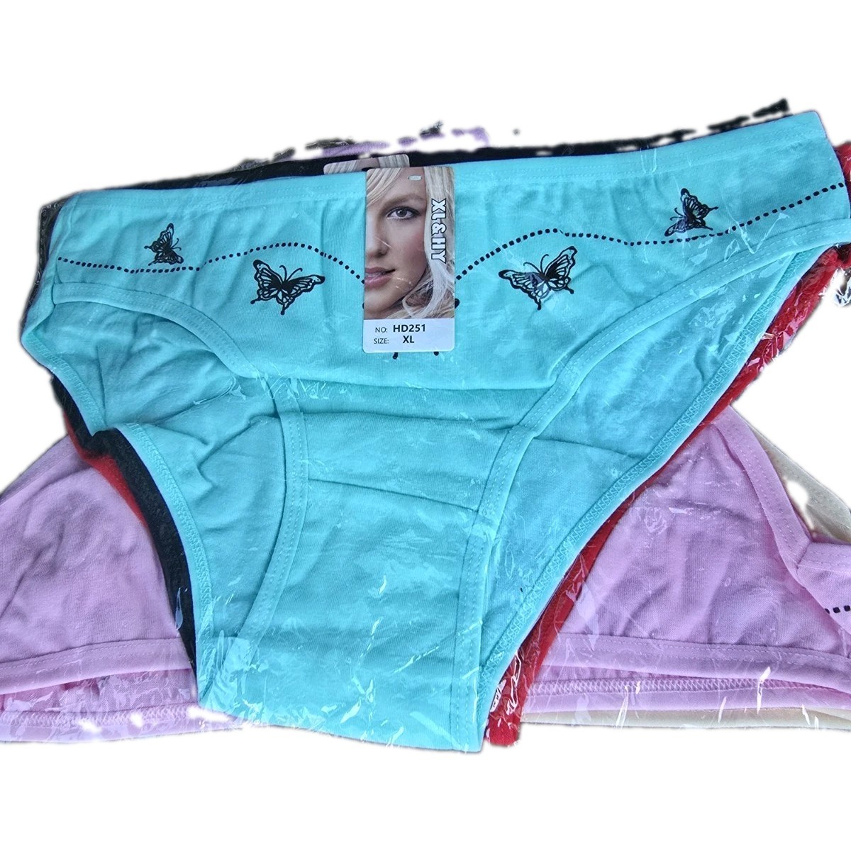 Women’s Bikini Panties XL Regular Blue Butterfly Print Theme 1 Pack HD251