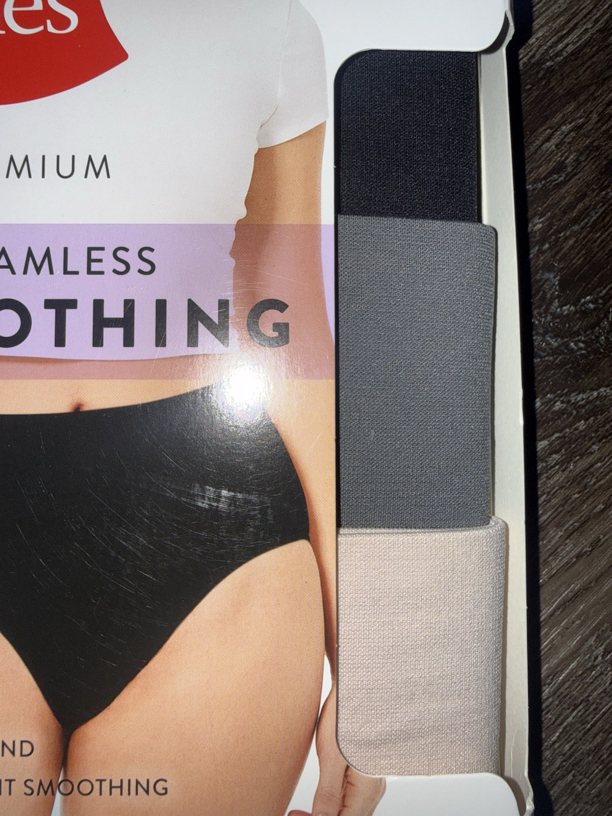 Hanes Premium 3-Pair Womens Hi-Cut Underwear Panties Nylon Smoothing Seamless, L
