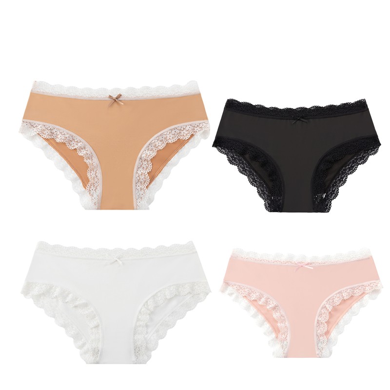 4 Pack Lot Ladies Womens Sexy Panties Briefs French Lace Underwear Lingeries Set
