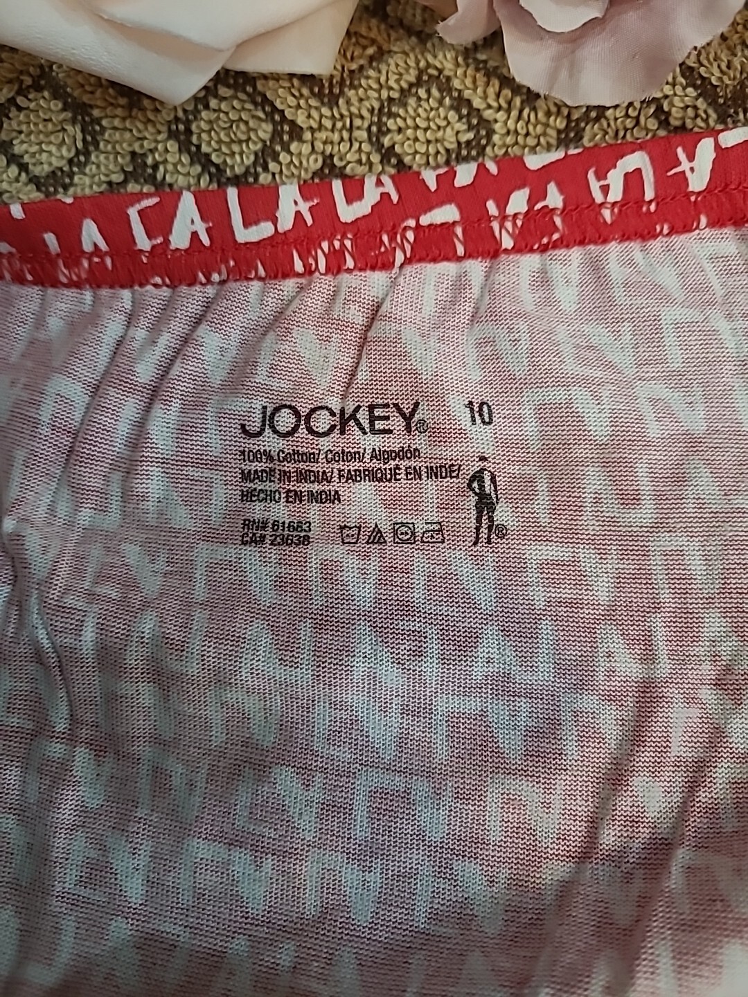 JOCKEY ELANCE BREATHE COMFORT FRENCH CUT RED/White PANTY nwot 10/3XL