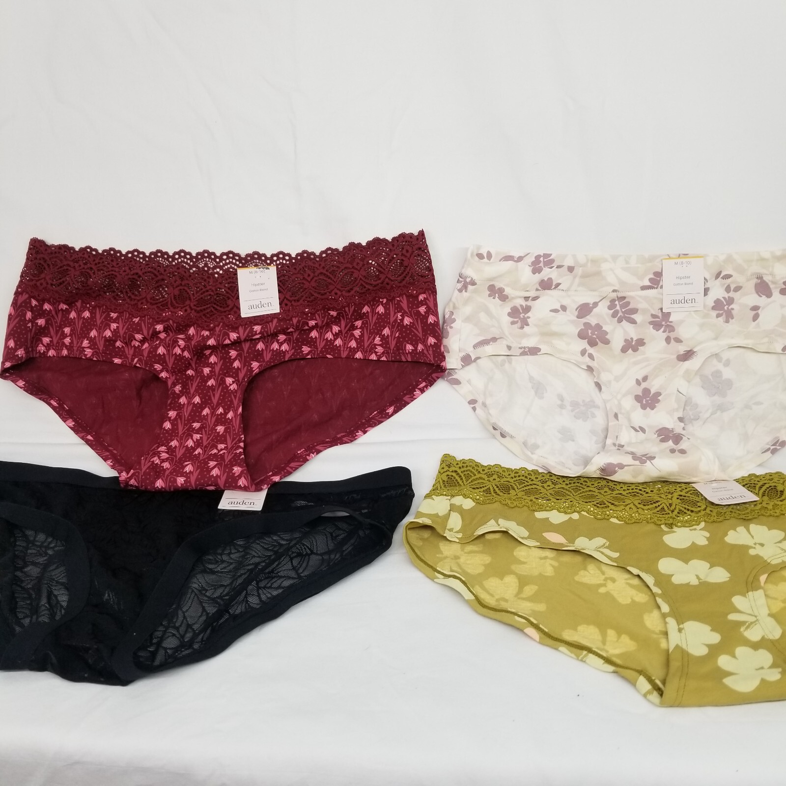 4 Auden Women’s Cotton Micro Hipster multi colored mixed lot 4 Size Medium