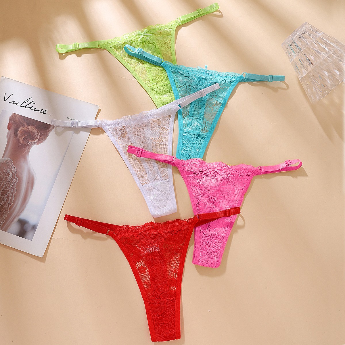 5 Pack Lot Sexy Ladies Womens Lace Panties Thong Brief French Underwear Lingerie