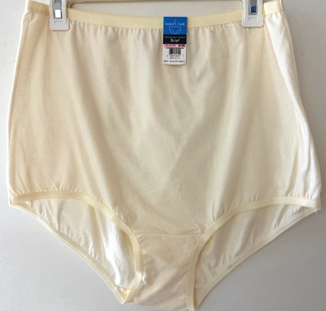Vanity Fair Perfectly Yours Tailored Cotton Brief 15318 Pink/YellowY 10/ 3XL NWT
