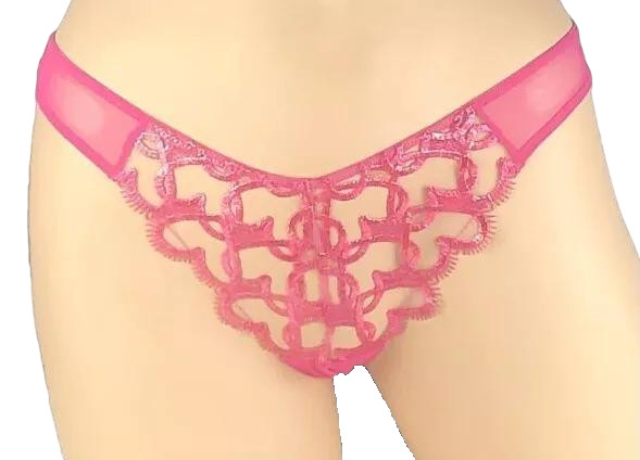 VICTORIA’S SECRET OPEN BACK HEART EMBROIDERED BRAZILIAN THONG PANTY XS S M L XL
