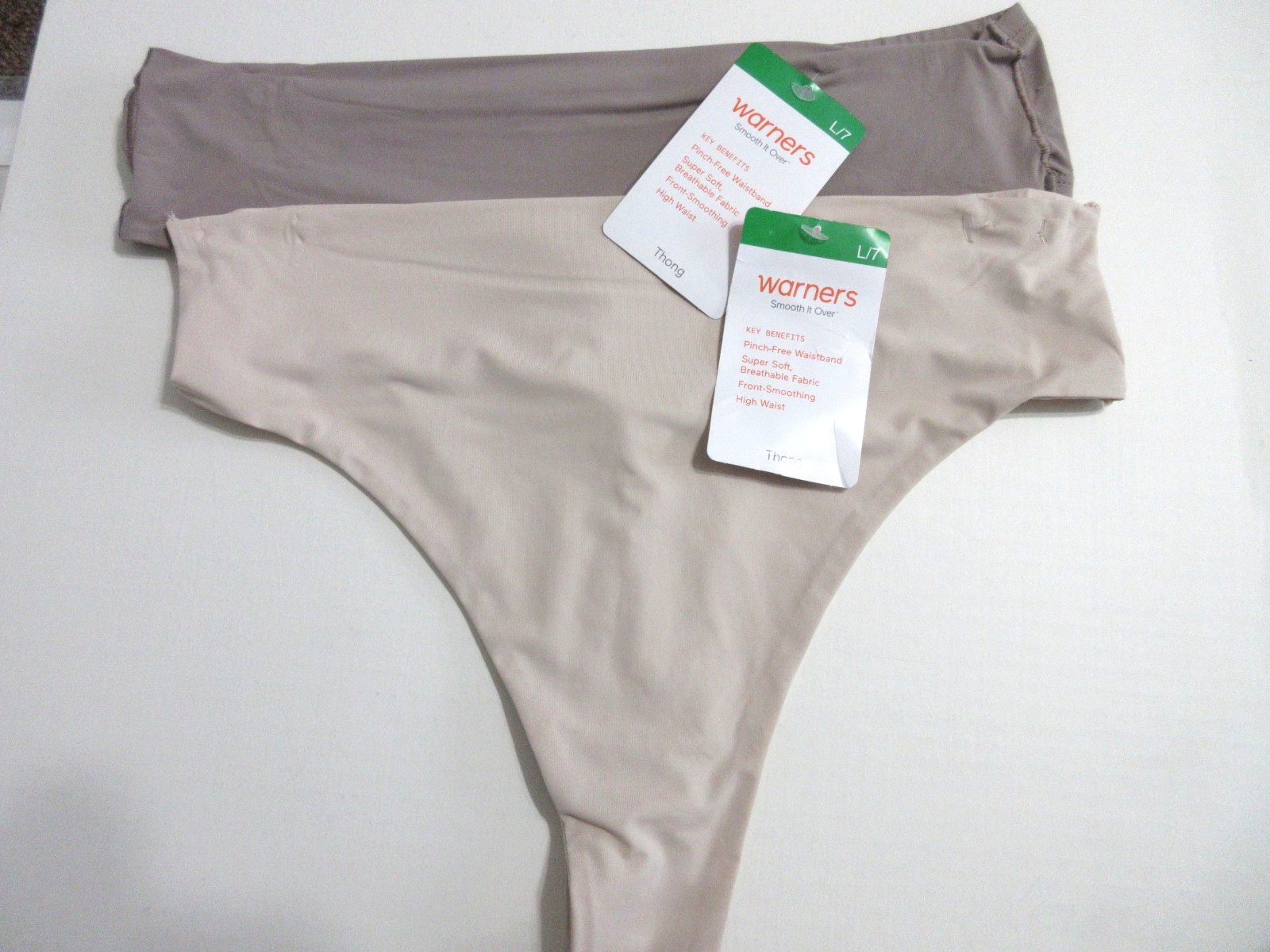Warners THONG 2-Pair Smooth it over Front High Waist RS9021 nylon womens ~ L/7