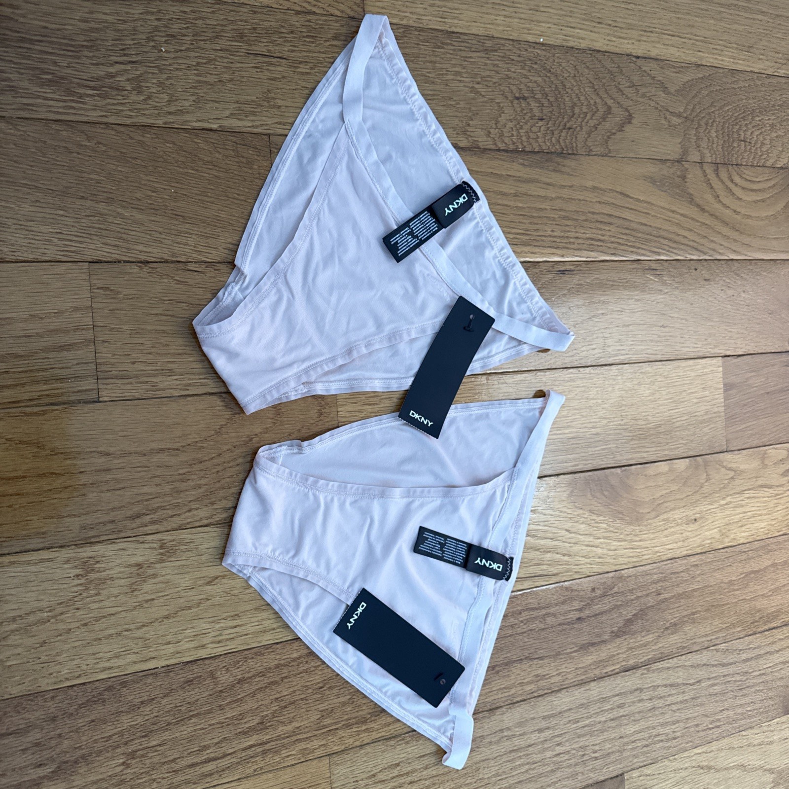 Lot Of 2 DKNY “Active Comfort” Low-Rise Nylon String Pink Blush Panty BNWT Small