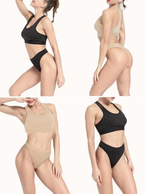 Women’s High Waisted Breathable Seamless Thong Panties,No Small B3s3 6 Pack