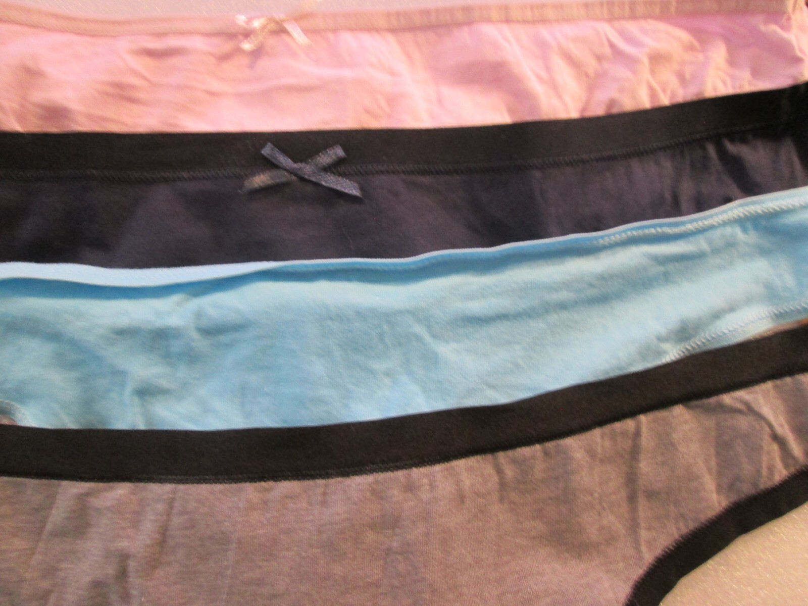 New 4 Ladies Thongs Cotton Panties💚Size XL💚Gray, Blue, Navy Blue, Pink💚
