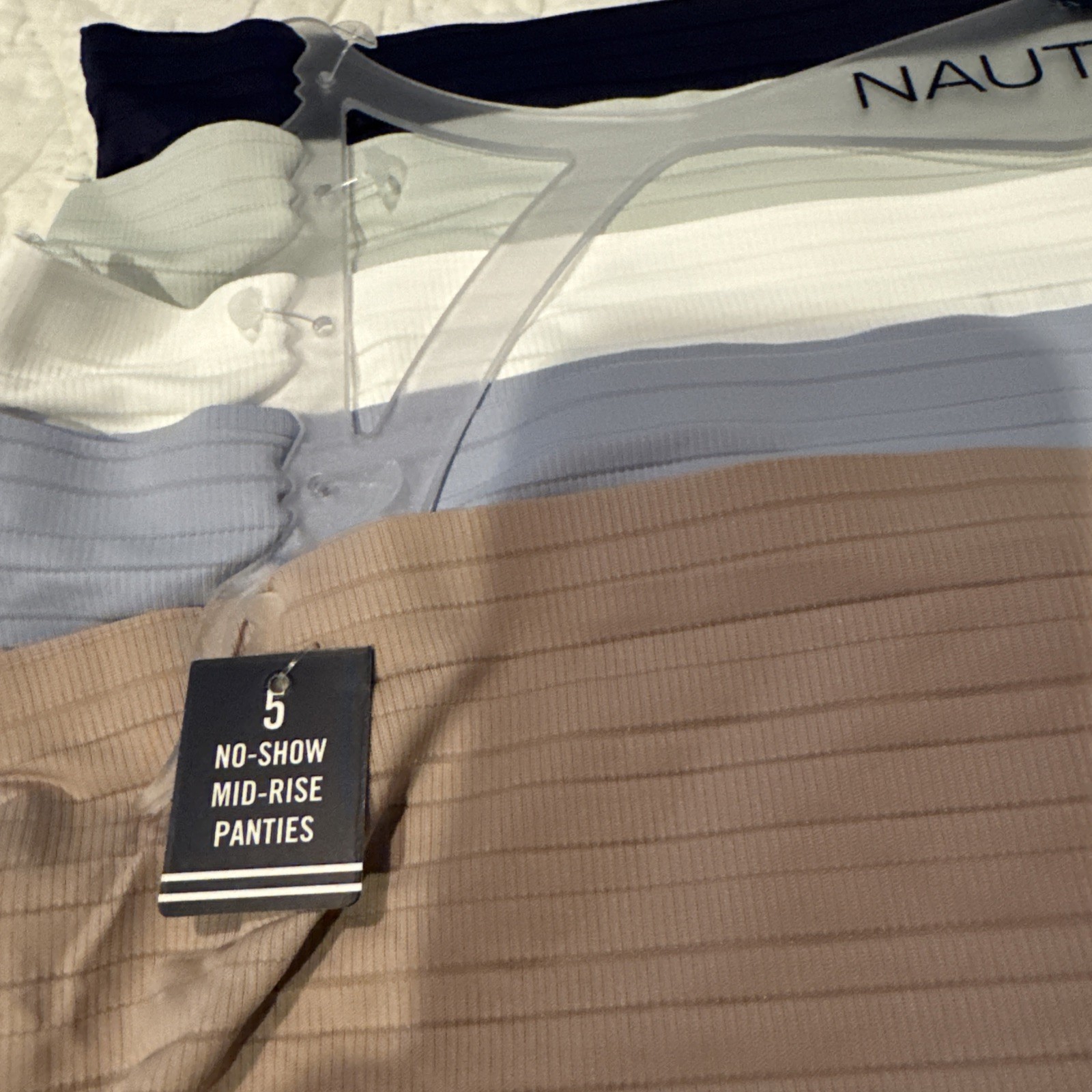 NAUTICA WOMEN’S MID RISE UNDERWEAR 5 PACK LARGE BRIEF LINGERIE NO SHOW