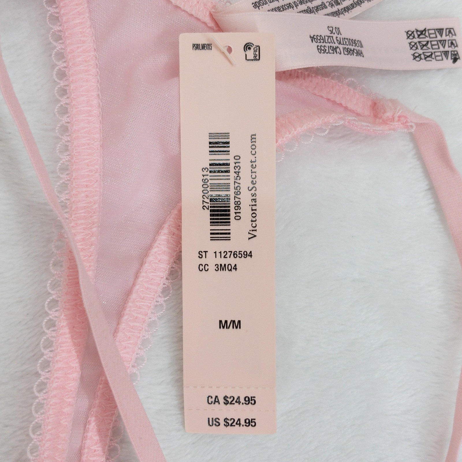 Victorias Secret Dream Angels Crystal Shimmer Thong Panties Womens Medium Pink